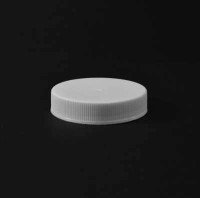 48/400 White Ribbed Straight PP Cap / PS Liner - 1700/Case