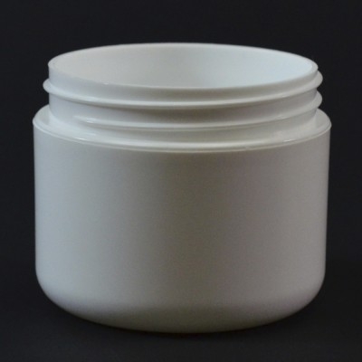 2 oz 58/400 Double Wall Round Base White PP Jar