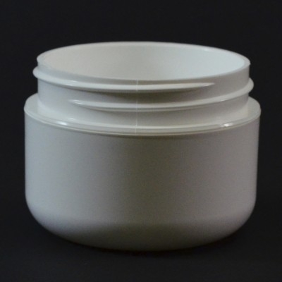 1 oz 53/400 Double Wall Round Base White PP Jar