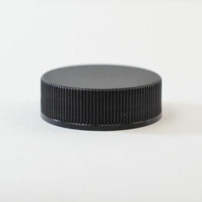 48/400 Black Ribbed Straight PP Cap / PS Liner - 1700/Case