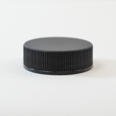 48/400 Black Ribbed Straight PP Cap / Unlined - 1700/Case