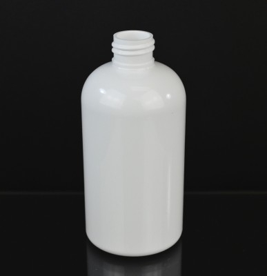 8 oz 24/410 Squat Boston Round White PET Bottle