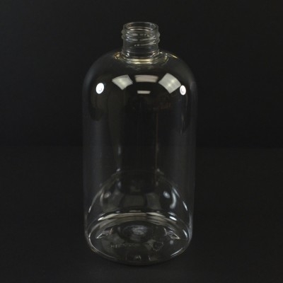 8 oz 24/410 Squat Boston Round Clear PET Bottle