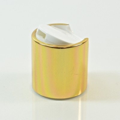 24/410 White/Shiny Gold Metal Shell Dispensing Cap - 2500/case