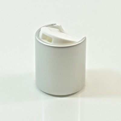 24/410 White/Matte Silver Metal Shell Dispensing Cap - 2500/case