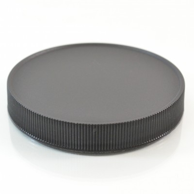 89/400 Black Ribbed Straight PP Cap / PS Liner - 580/Case