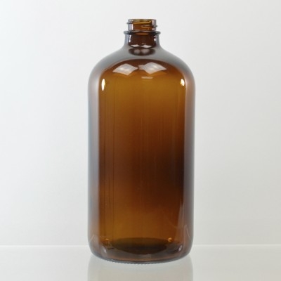 32 oz Boston Round 28/400 Amber Glass Bottle