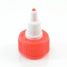 24/410 Red-White Dispensing Cap Twist Open Ribbed PP