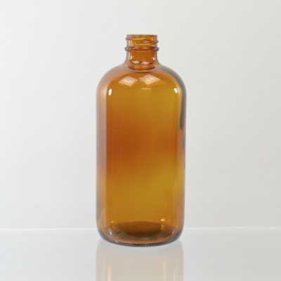 16 oz Boston Round 28/400 Amber Glass Bottle