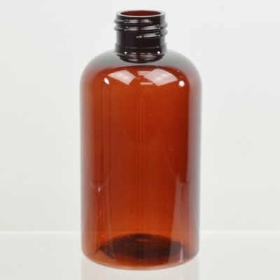 6 oz 24/410 Squat Boston Round Amber PET Bottle