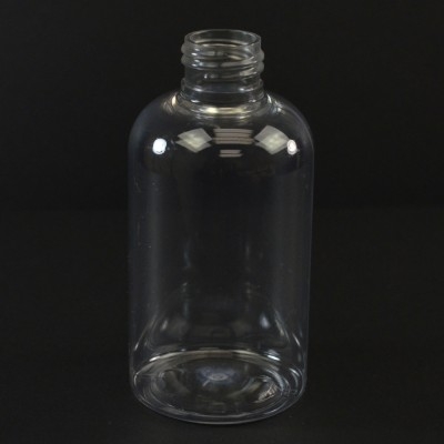 4 oz 24/410 Squat Boston Round Clear PET Bottle