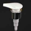 28/410 Lotion Pump Smooth White with Shiny Silver Collar (Palm)