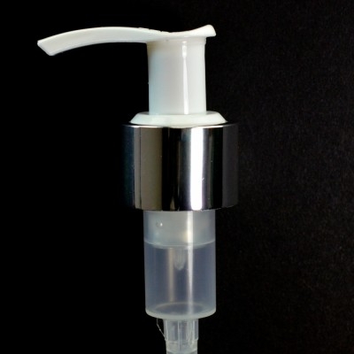 24/410 Lotion Pump Smooth White with Shiny Silver Collar