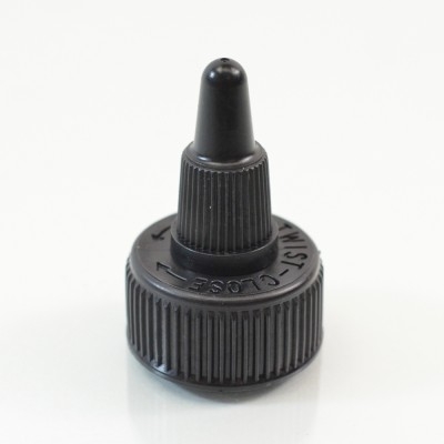 24/410 Black Ribbed Dispensing Cap Twist Open PP