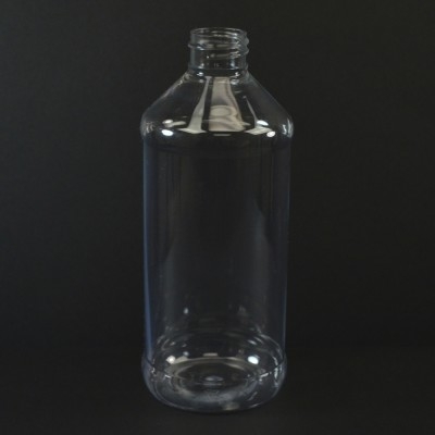 16 oz 28/410 Modern Round Clear PET Bottle