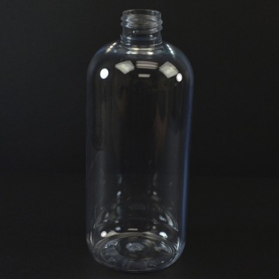 12 oz 24/410 Boston Round Clear PET Bottle