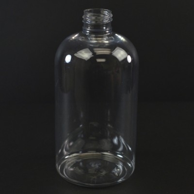 6 oz 24/410 Squat Boston Round Clear PET Bottle