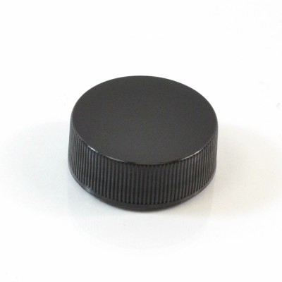 28/400 Black Ribbed Straight PP Cap / Unlined - 5000/Case