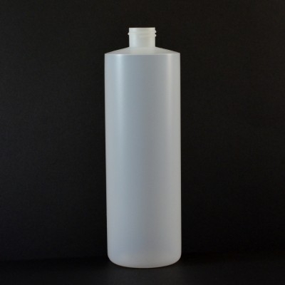 16 oz 24/410 Cylinder Round Natural HDPE Bottle