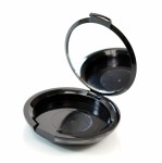 Compact Large Round ABS Black with Mirror Pinned-Hinge 2.960' x 0.625'