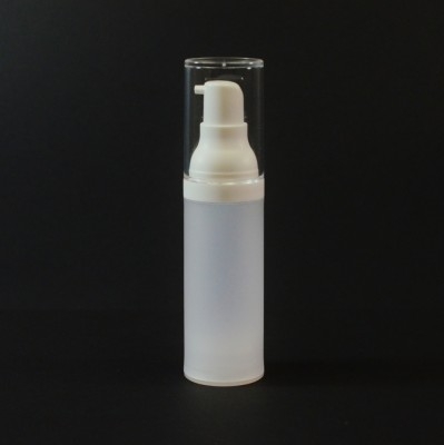 30 ml Airless Frosted Bottle White with Clear Hood