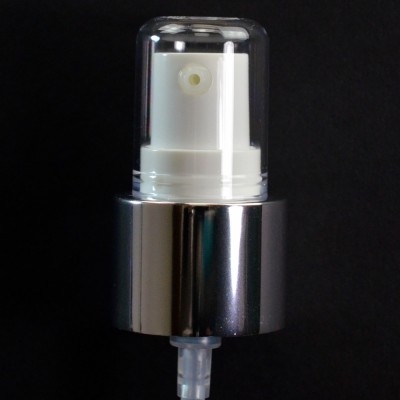 24/410 Fine Mist Sprayer Shiny Silver/White/Clear Hood