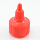 28/410 Red Dispensing Cap Twist Open Ribbed PP