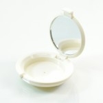Compact Small Round ABS White with Mirror Pinned-Hinge 1.850' x 0.483'