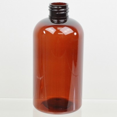 Amber Boston Round Glass Bottles - 8 oz