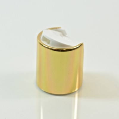 20/410 White/Gold Metal Overshell Dispensing Cap PP/Aluminum