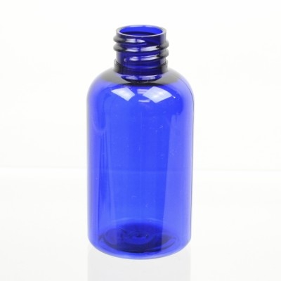 2 oz 20/410 Squat Boston Round Cobalt PET Bottle