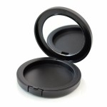 Compact Large Round Powder ABS Black with Mirror Pinned-Hinge 2.970' x 0.322'