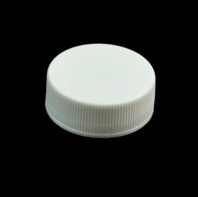 28/400 White Ribbed Straight PP Cap / Unlined - 5000/Case