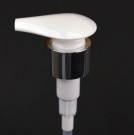24/410 Lotion Pump Smooth White with Shiny Silver Collar (Palm)