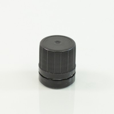 18-DIN Black Tamper-Evident Vertical Dropper Cap