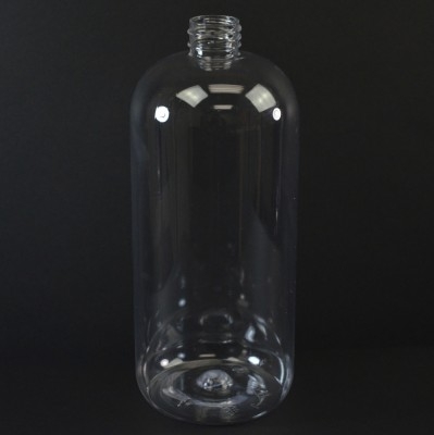 32 oz 28/410 Boston Round Clear PET Bottle