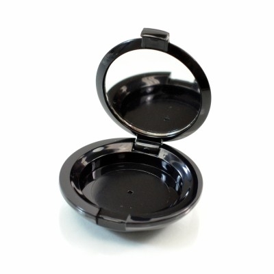 Compact Small Round ABS Black with Mirror Pinned-Hinge 1.850' x 0.483'