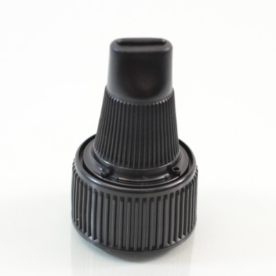 24/410 Black Ribbed Dispensing Cap Twist Open PP