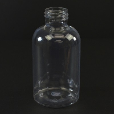 4 oz 20/410 Squat Boston Round Clear PET Bottle