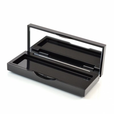Compact BB Small Rectangular ABS Black with Mirror Pinned-Hinge 3.860' x 1.525' x 0.635'