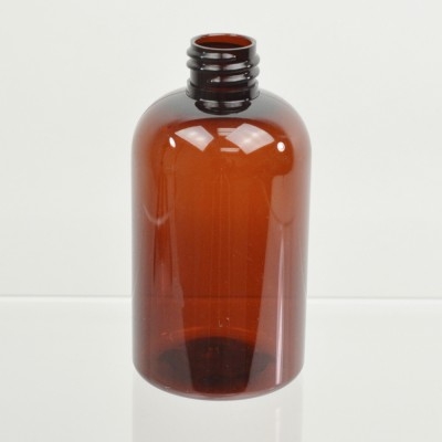 4 oz 20/410 Squat Boston Round Amber PET Bottle