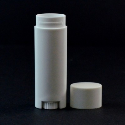 .15 oz White Elliptical Lip Balm Container, 2.66' Tall with Cap - #580